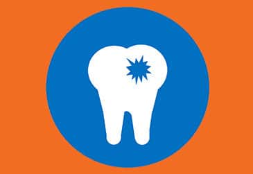 tooth emoji on blue and orange