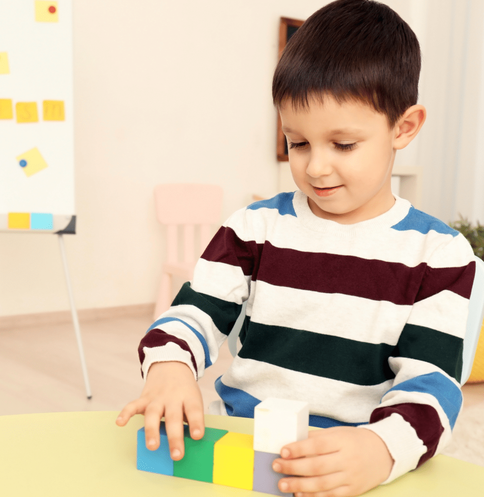 child playing with blocks